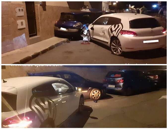 Impacto de un vehículo contra otro que estaba aparcado/Telde-Ojeando.